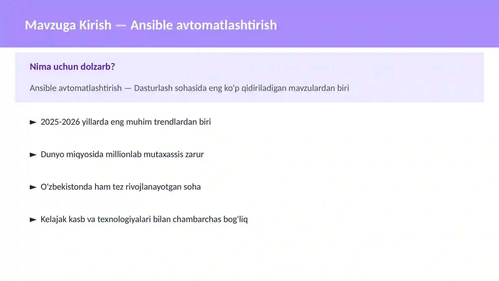 Ansible avtomatlashtirish 2