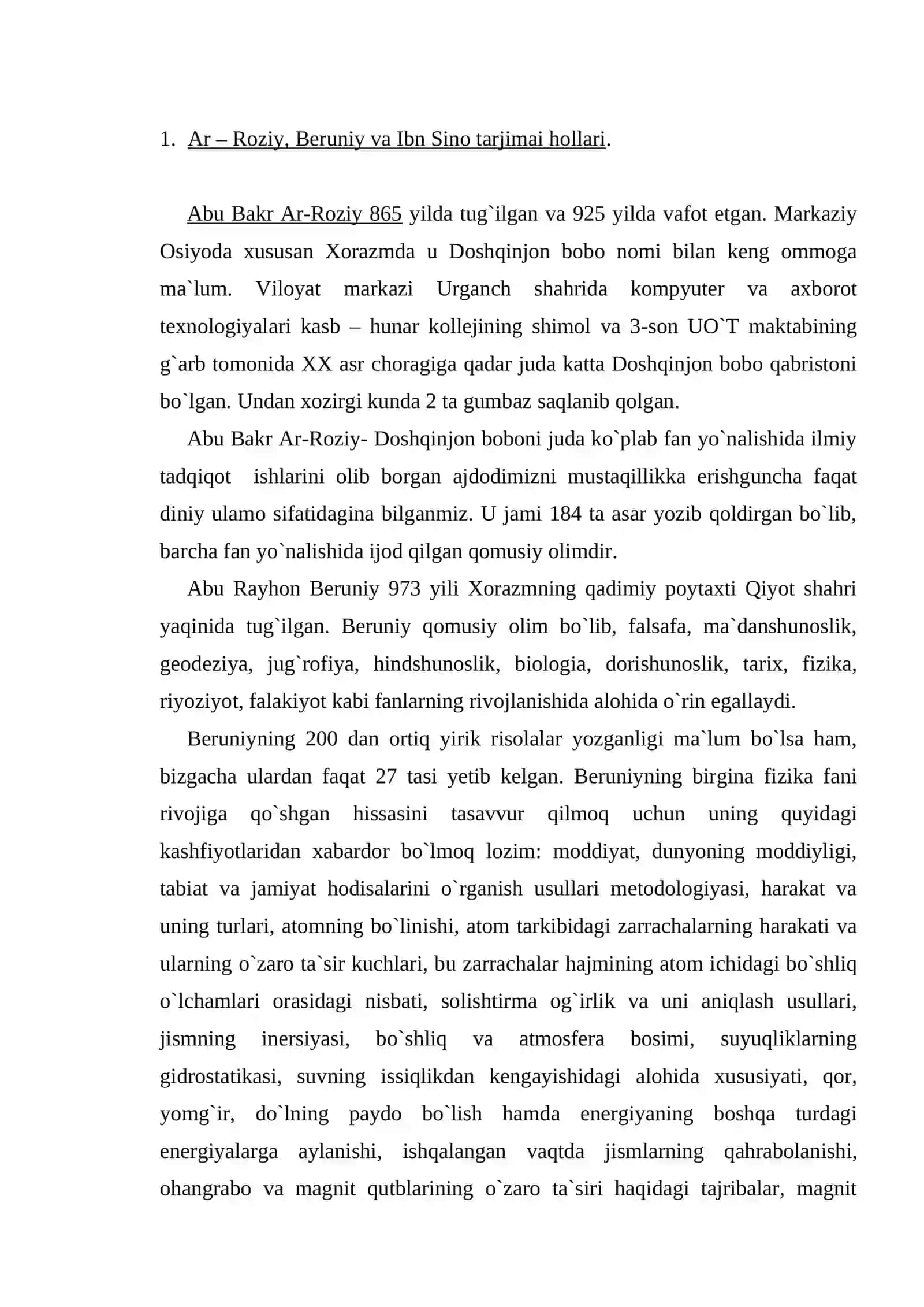 Ar-Roziy, Beruniy va ibn Sino tarjimai hollari 2