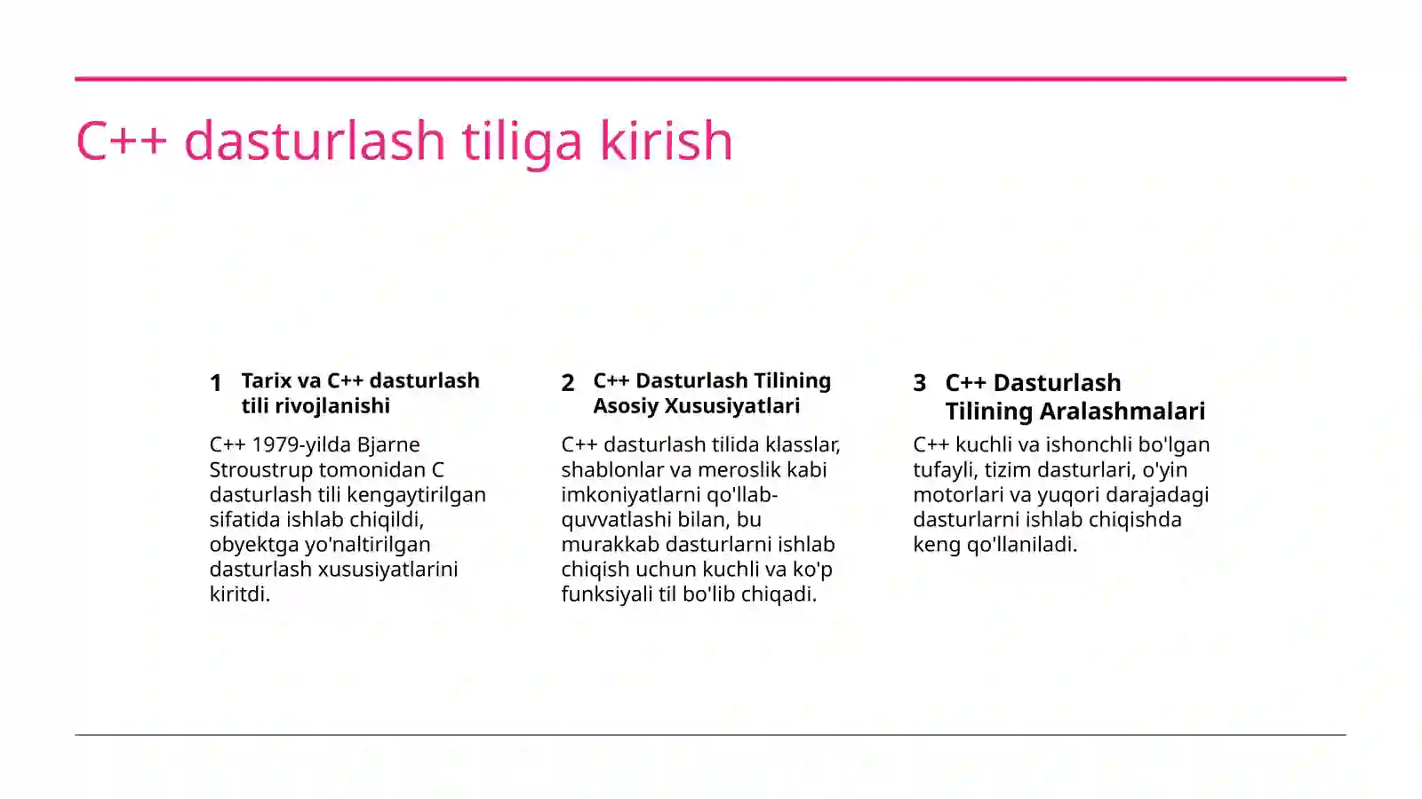 C++ Dasturlash Tilining Asosiy Xususiyatlari 2