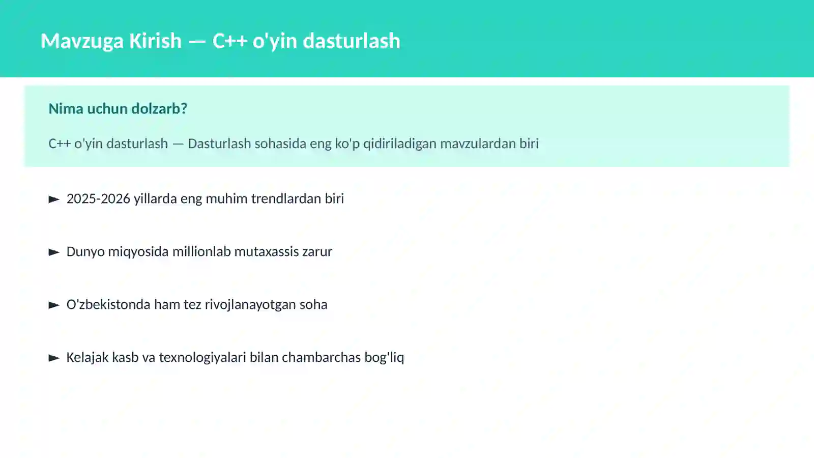 C++ VA TIZIM DASTURLASH 2