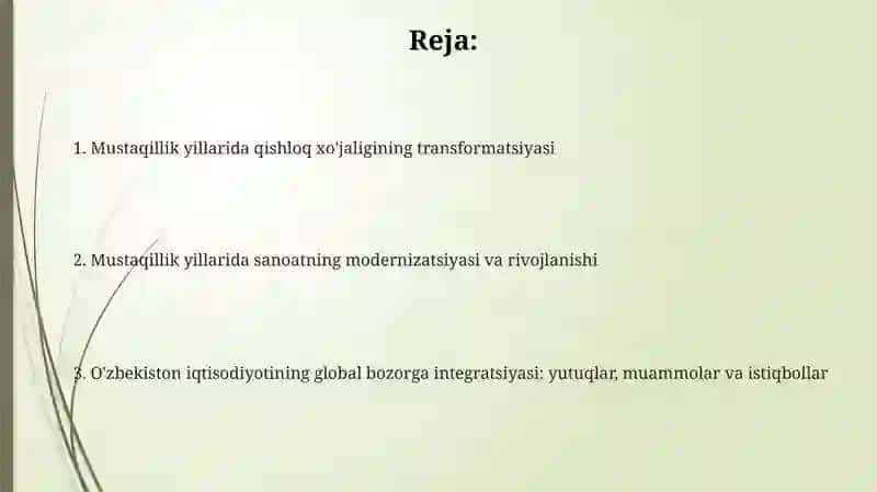 Mustaqillik yillarida qishloq xo'jaligi va sanoat sohasidagi o'zgarishlar 2