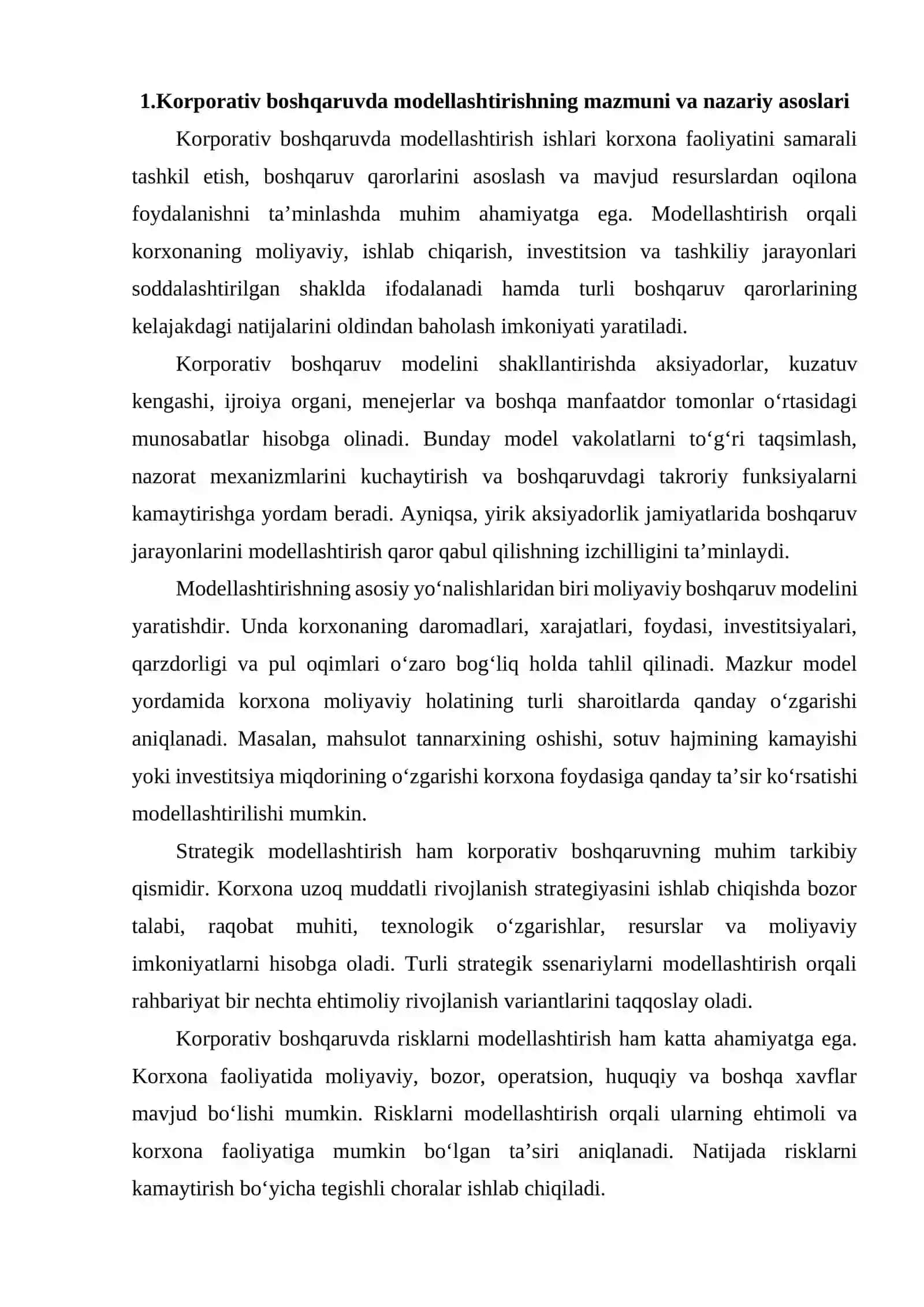 KORPORATIV BOSHQARUVDA MODELLASHTIRISH ISHLARINI RIVOJLANTIRISH 2