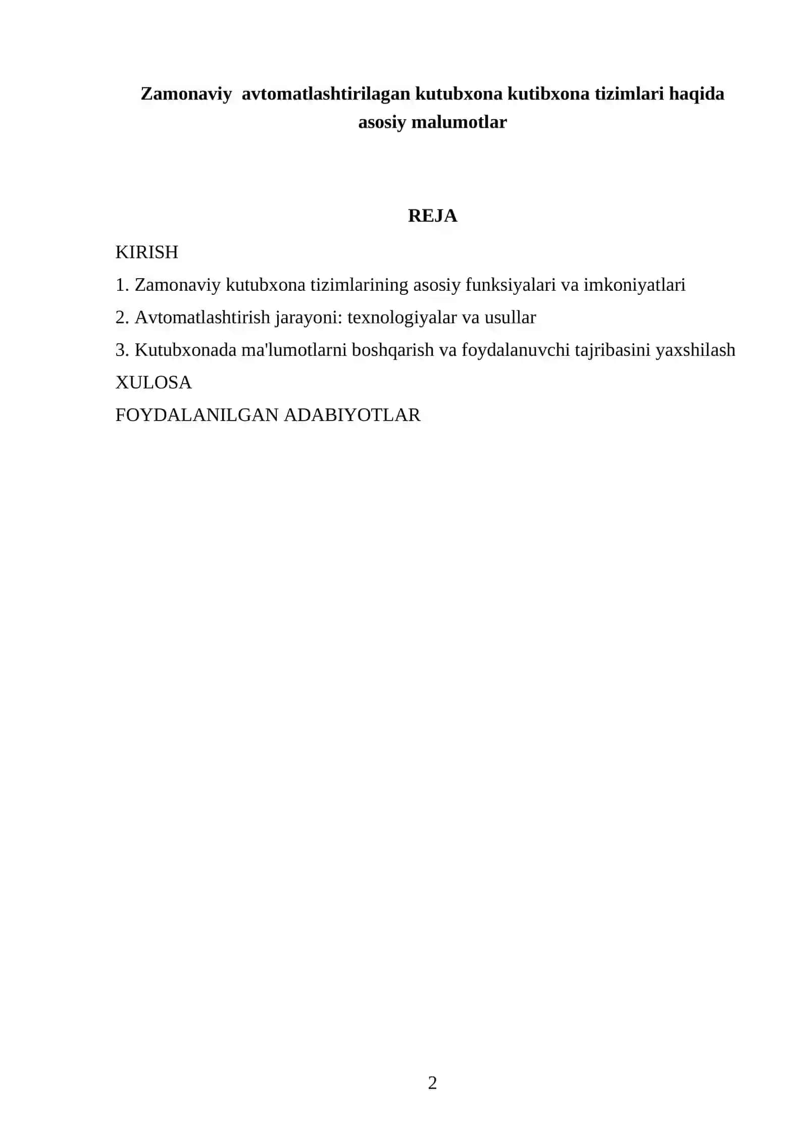 Zamonaviy avtomatlashtirilagan kutubxona kutibxona tizimlari haqida asosiy malumotlar 2