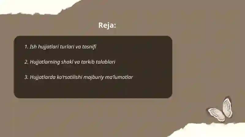 Ish hujjatlari va ularga quyiladigan talablar 2