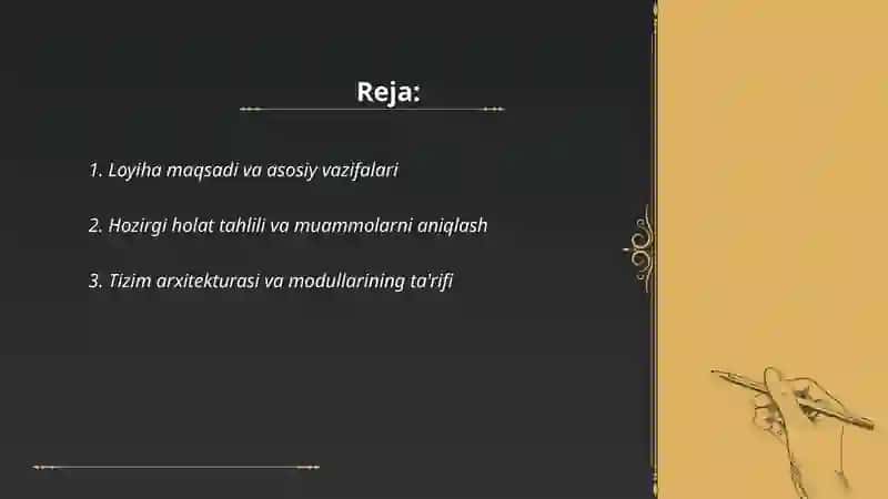 Aqlli shaharlar uchun yagona maʼlumotlarni boshqarish tizimini ishlab chiqish dasturi taqdimoti 2