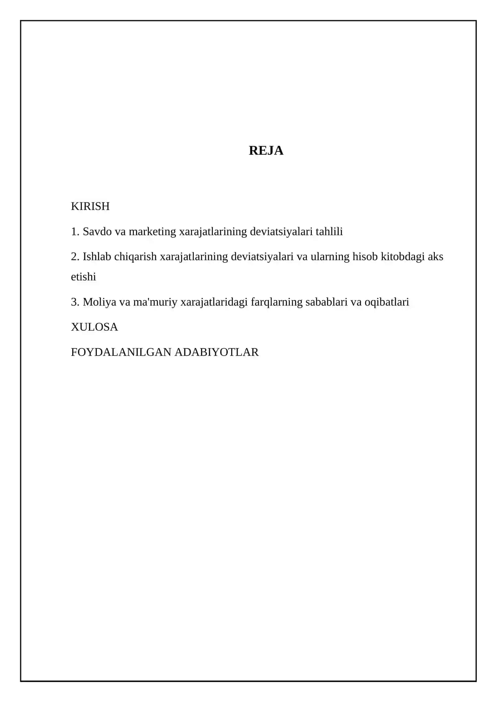 Savdo va marketing xarajatlarining deviatsiyalari tahlili 2