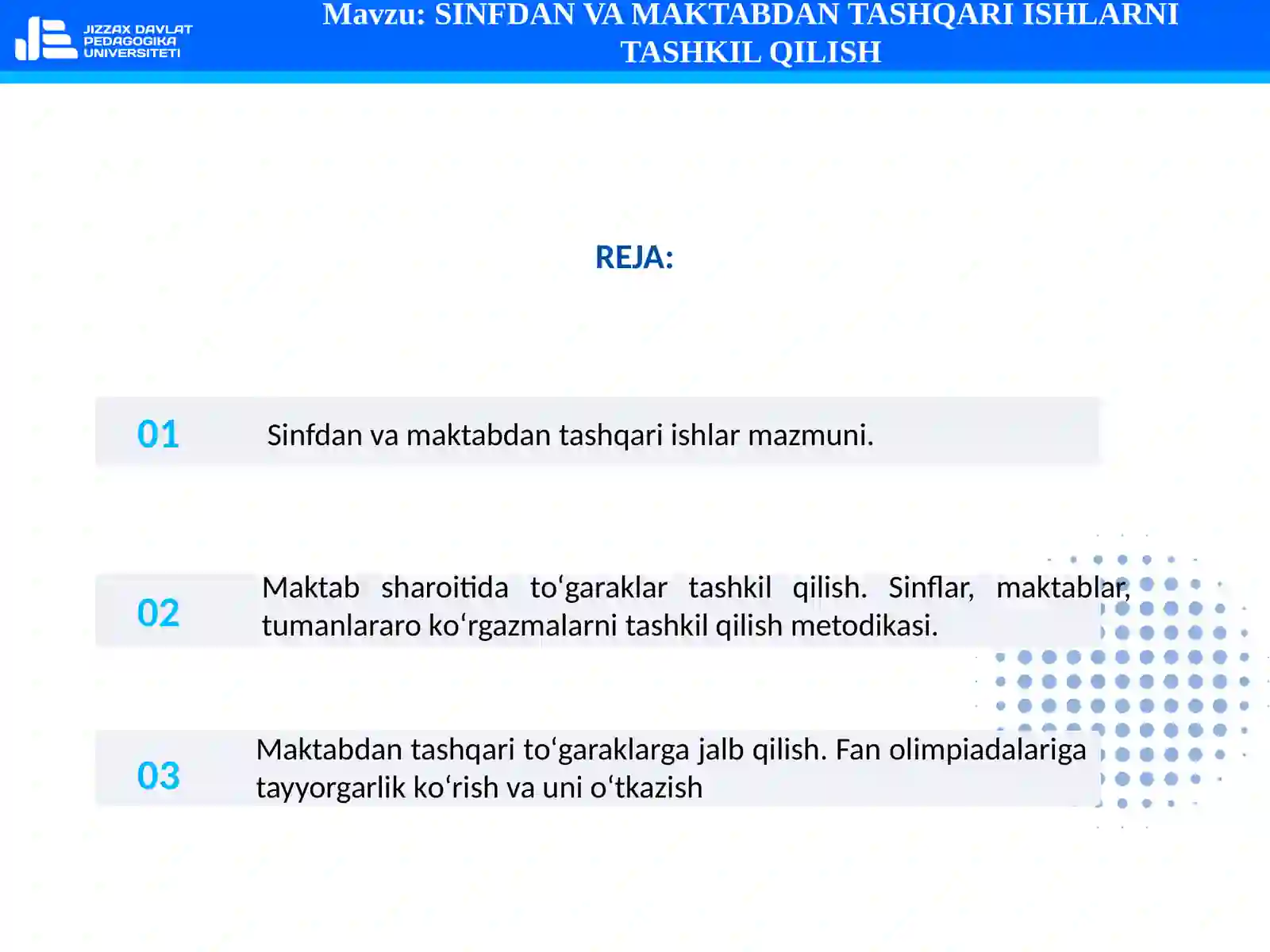 SINFDAN VA MAKTABDAN TASHQARI ISHLARNI TASHKIL QILISH 2