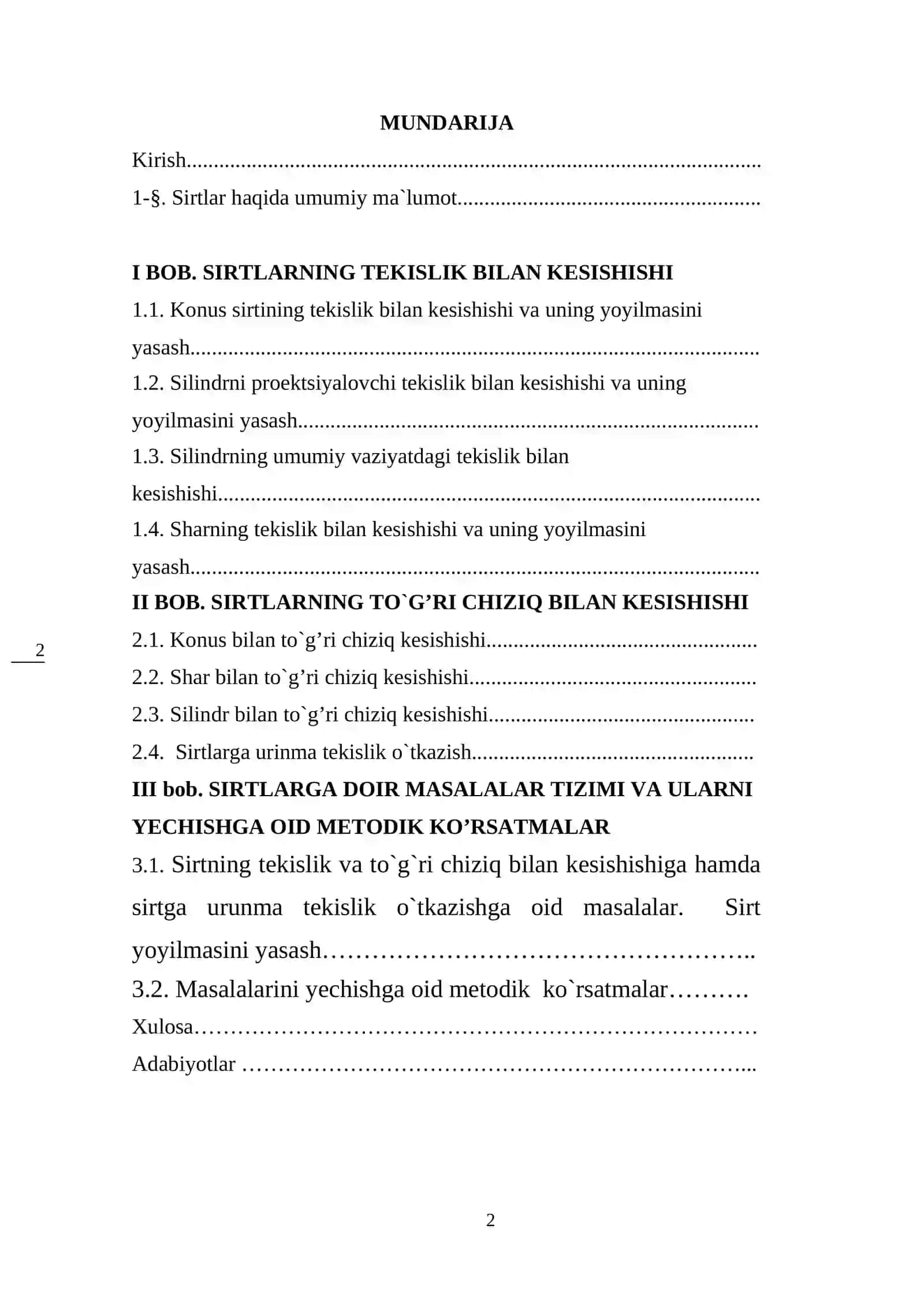 Sirt va ularga doir masalalar tuzishning ayrim muammolari.doc 2