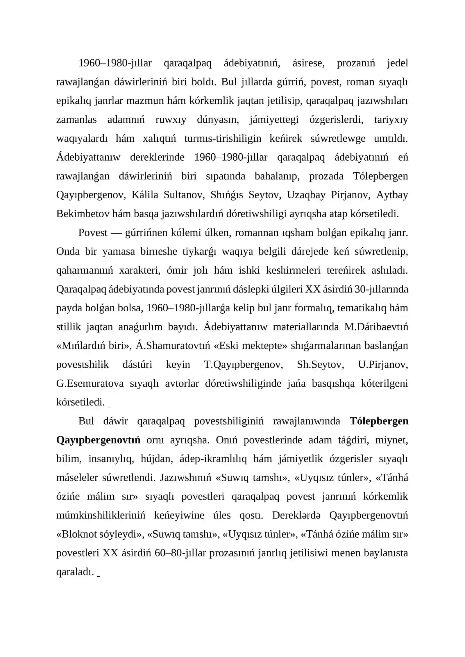 QARAQALPAQ POVESTLERI (G. Seytnazarov shıǵarmaları) 2