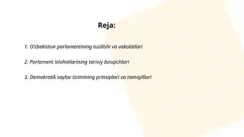 Oʻzbekistonda Parlament va Undagi Islohotlar 2