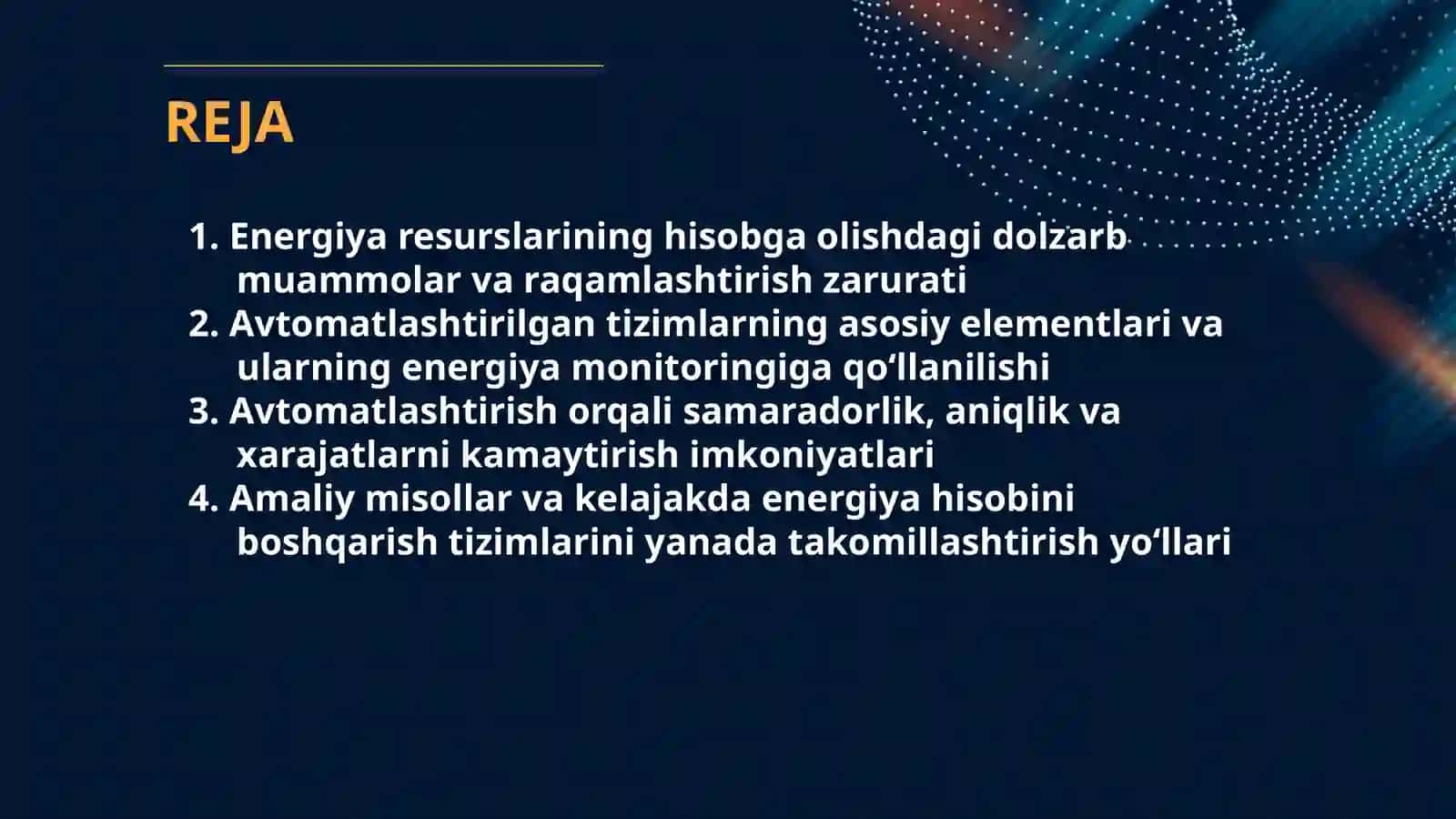 ENERGIYA RESURSLARNING HISOBGA OLISHNING AVTOMATLASHTIRILGAN TIZIMLARINI JORIY ETISH 2