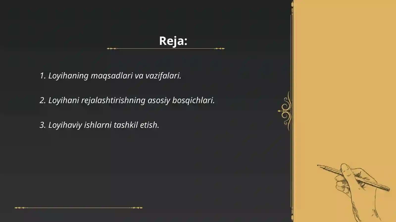 Loyihaning maqsadlari va vazifalari 2