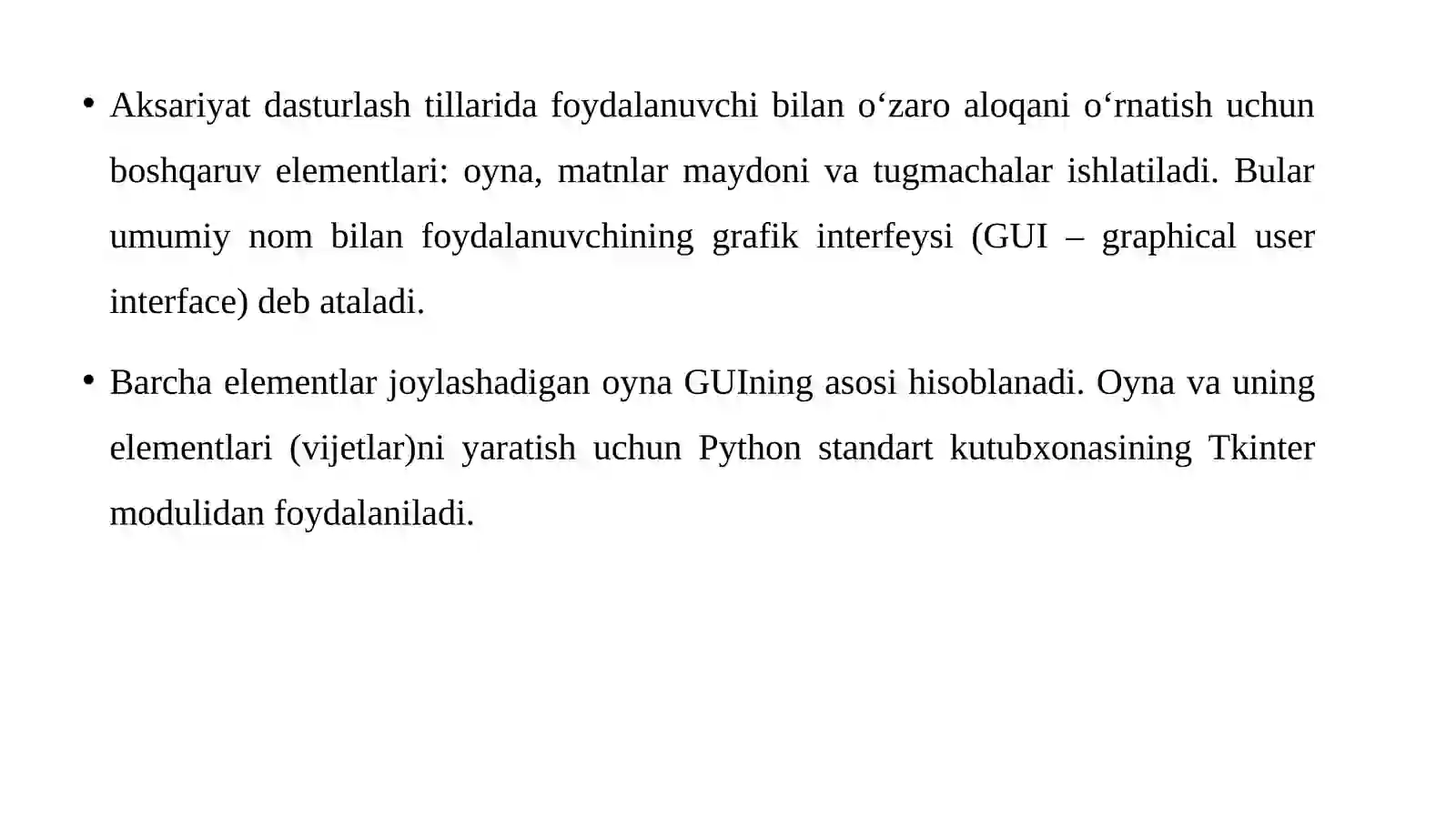Tkinter yordamida grafik interfeys yaratish 2