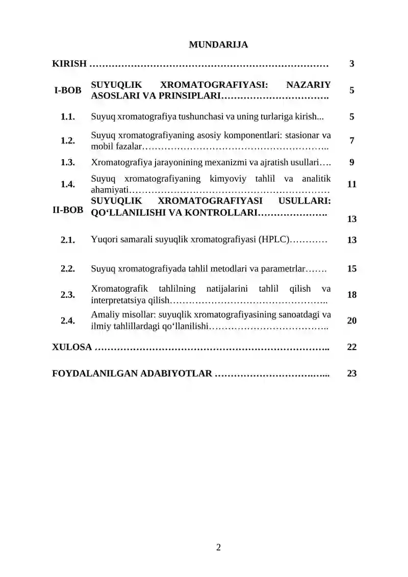 SUYUQLIK XROMATOGRAFIYASI 2