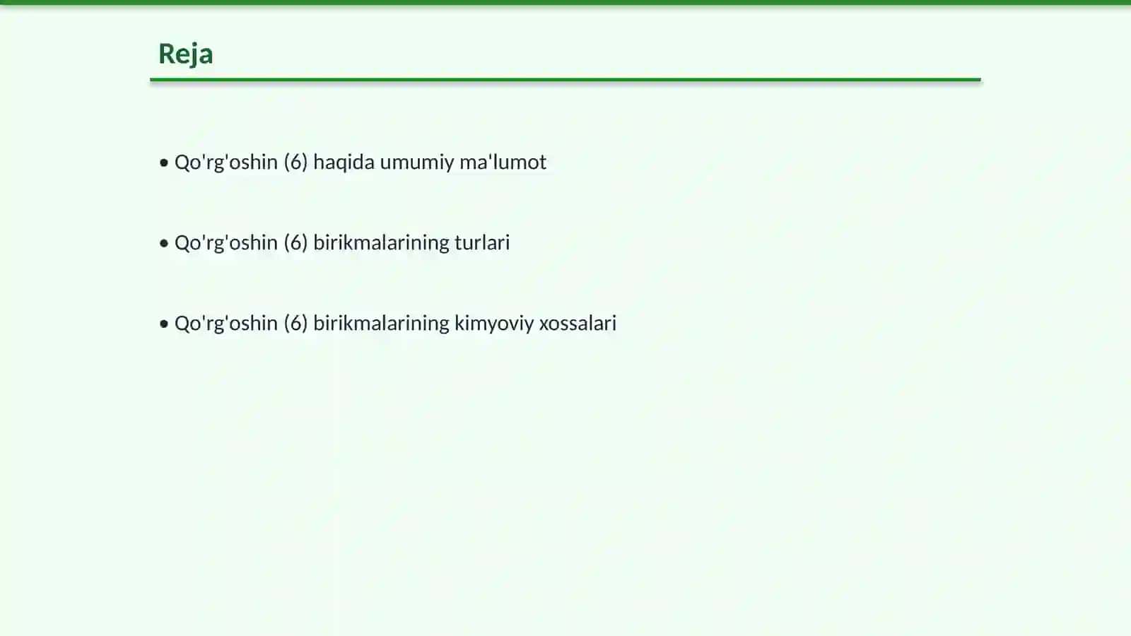 Qo'rg'oshin (6) birikmalari va xossalari 2