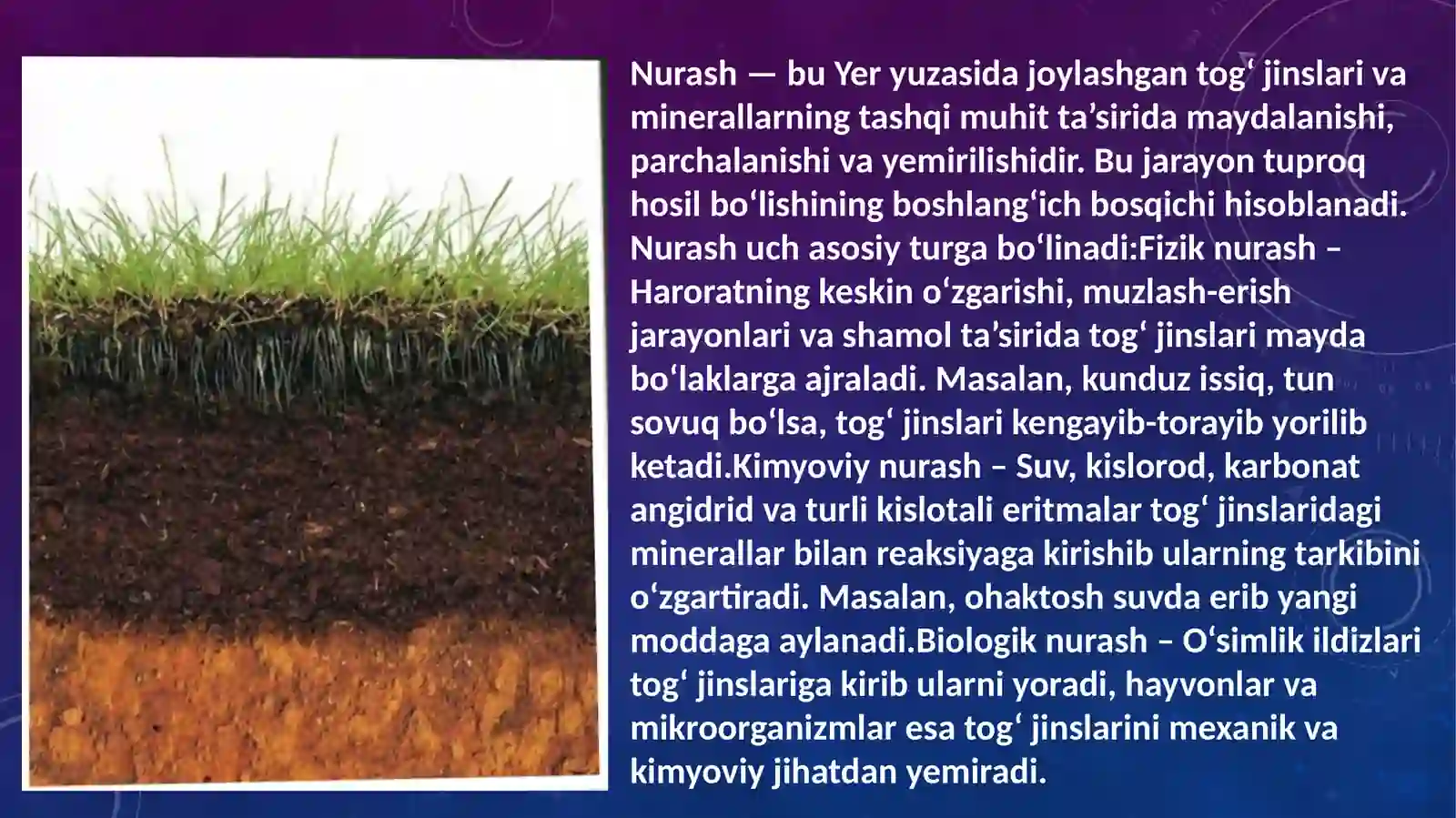 Nurash jarayoni va tuproq 2
