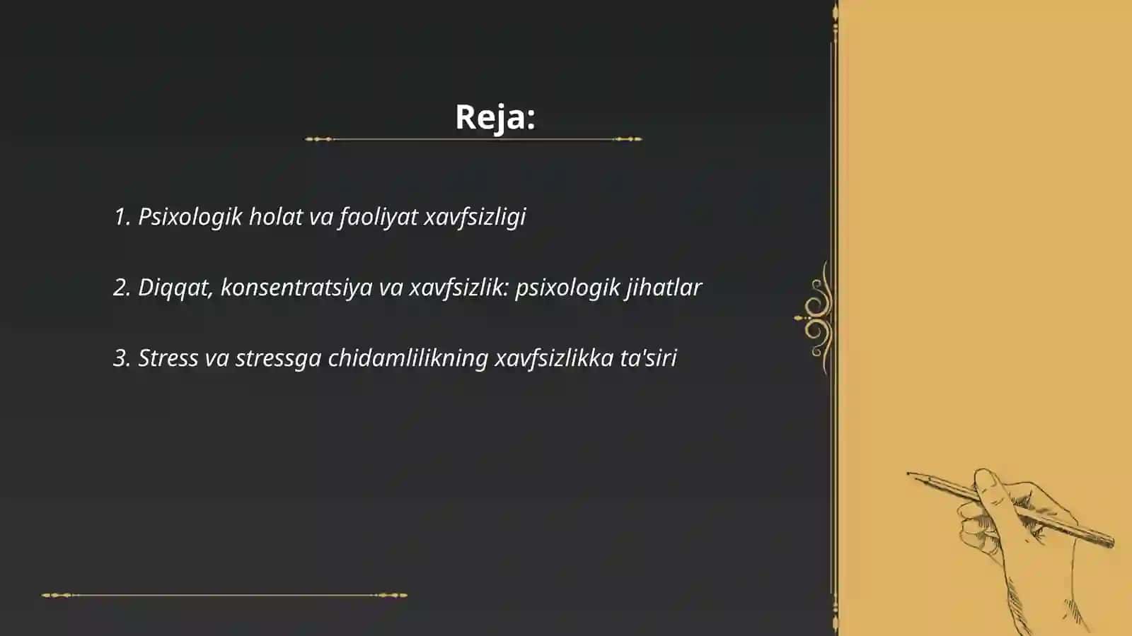Faoliyat xavfsizligini taʼminlashda insonning psixologik koʻrsatkichlarining ahamiyati 2