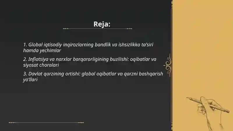 Jahon iqtisodiyoti muammolarining oqibatlari va yo’llari 2