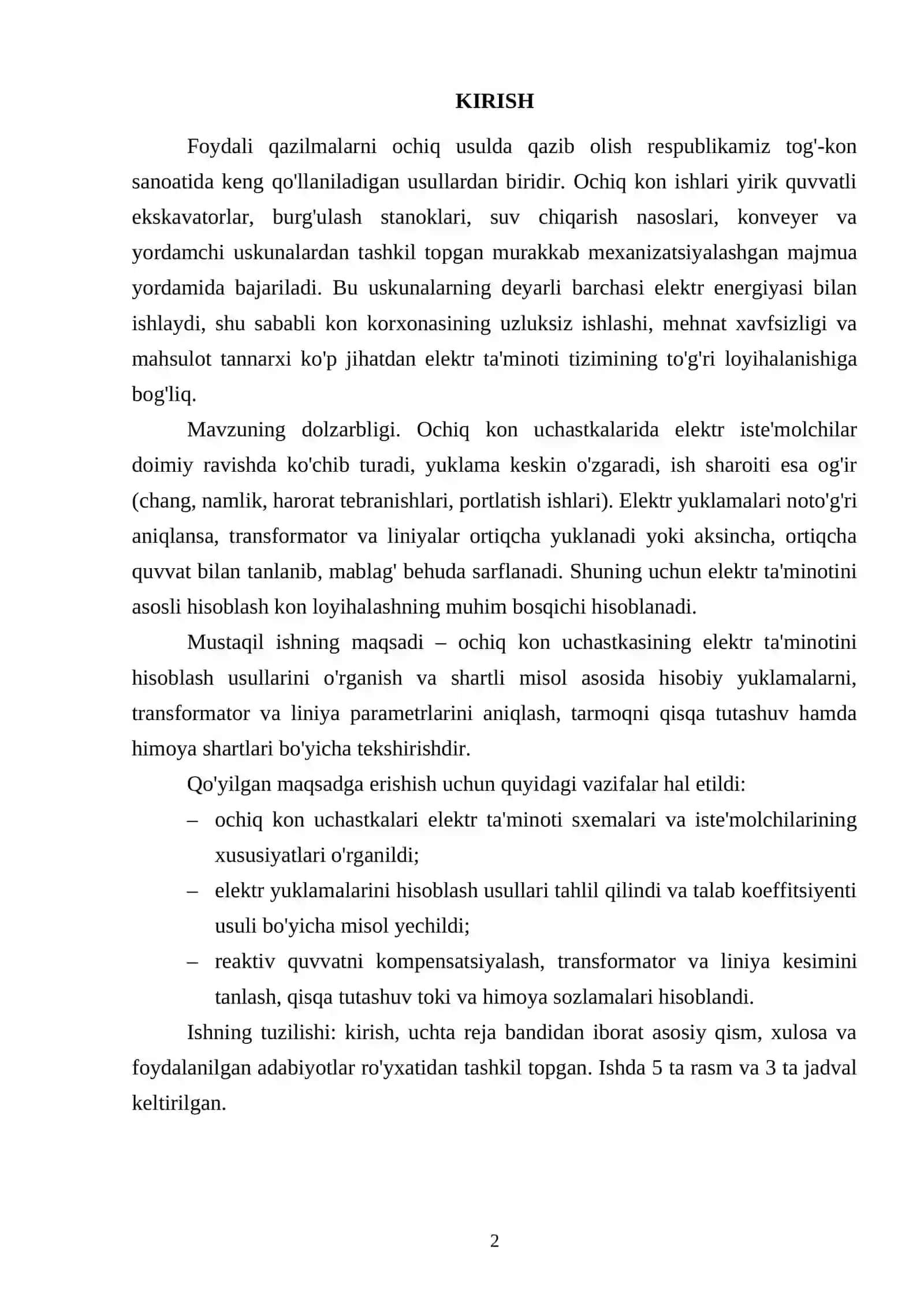 OCHIQ KON UCHASTKALARINING ELEKTR TA'MINOTINI HISOBLASH 2