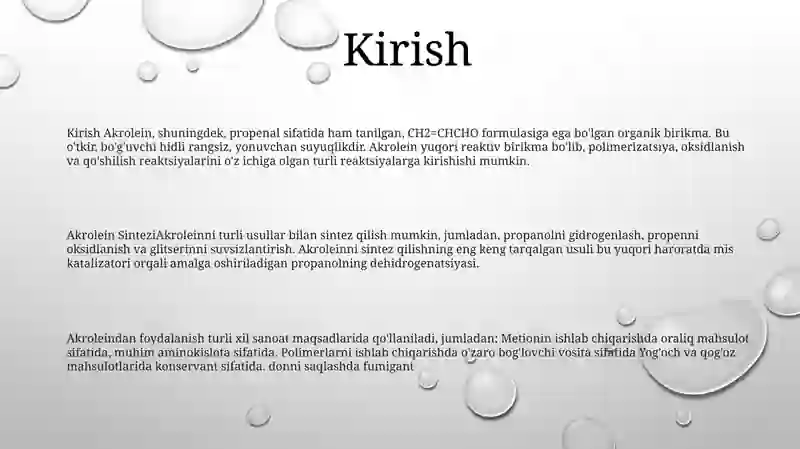 Akrolein Sintezi 2