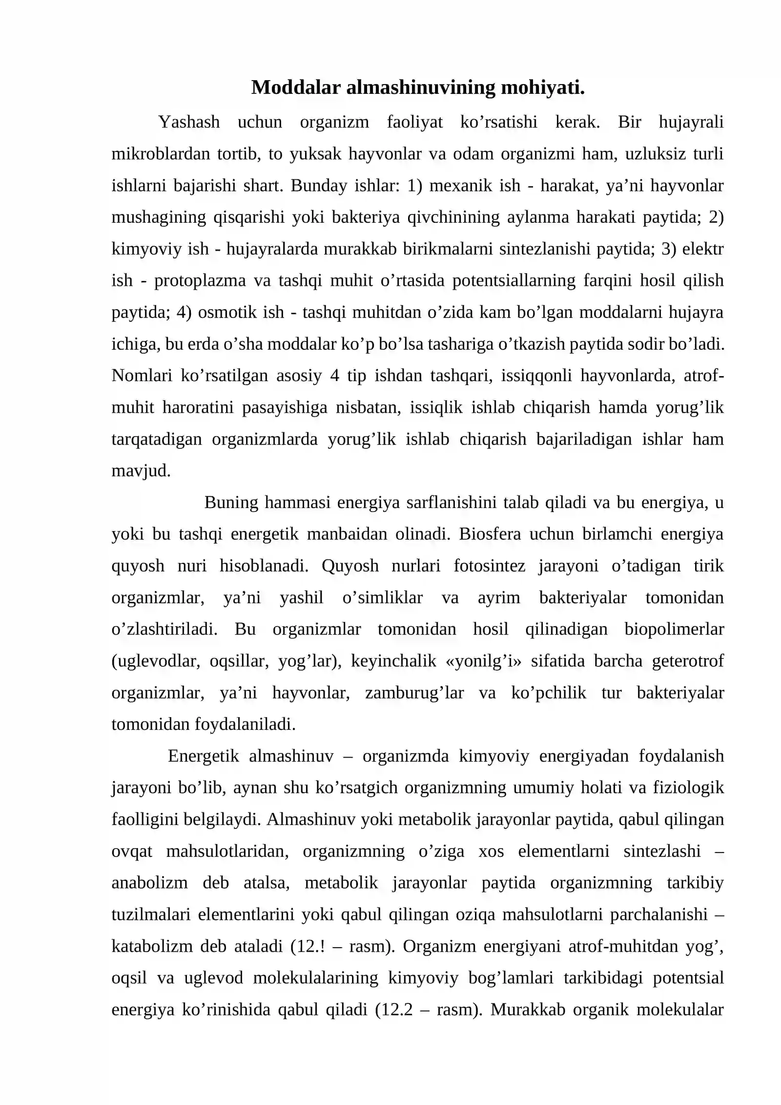 Energiya va moddalar almashinuvi 2