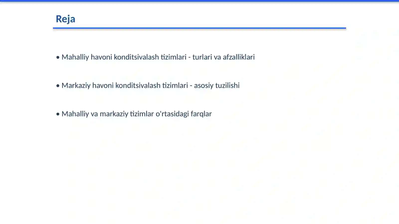 Mahalliy va markaziy havoni konditsivalash tizimlari 2
