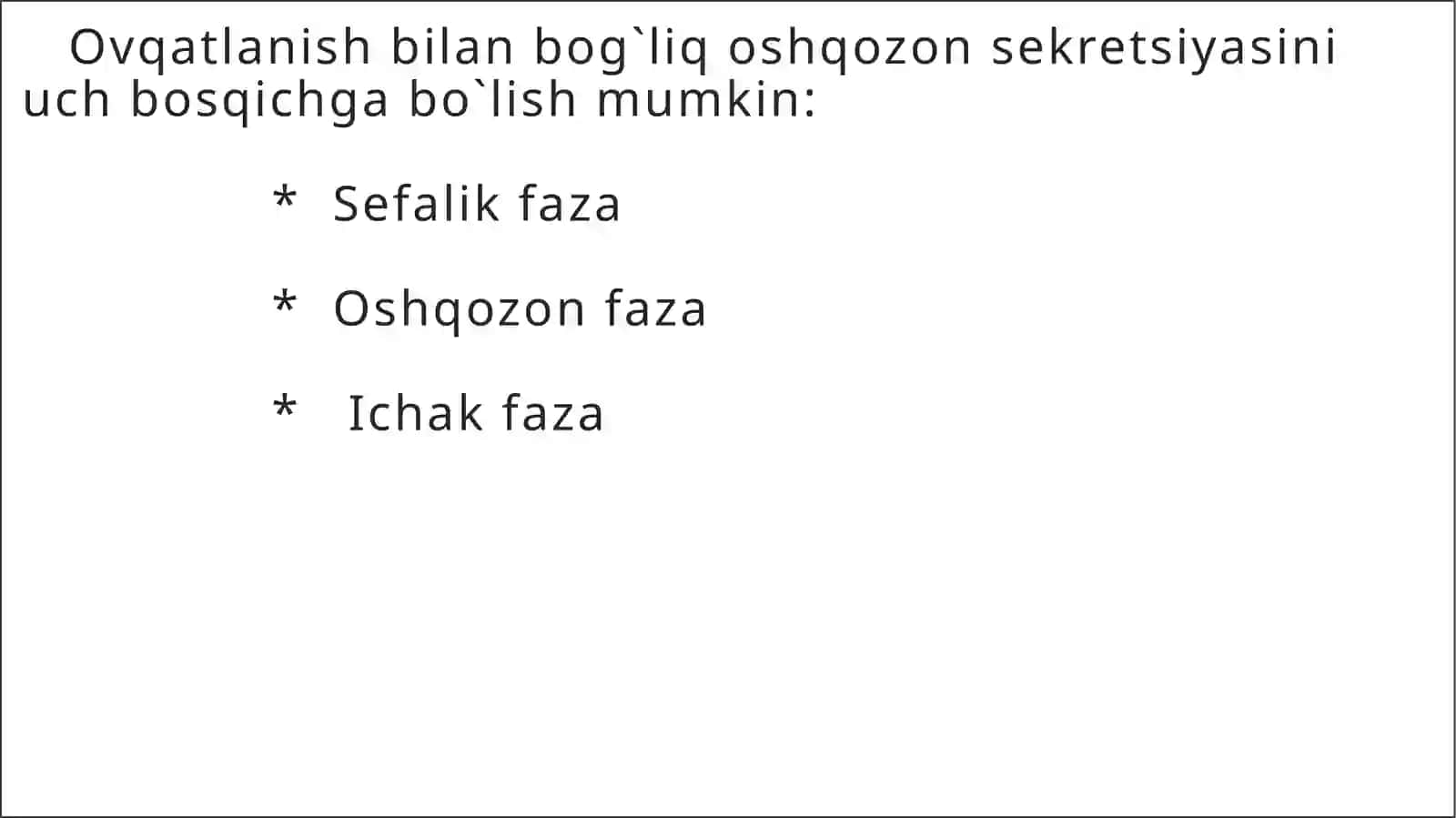 Oshqozonda ovqat hazm bo'lishi miya, oshqozon va ichak fazalari 2