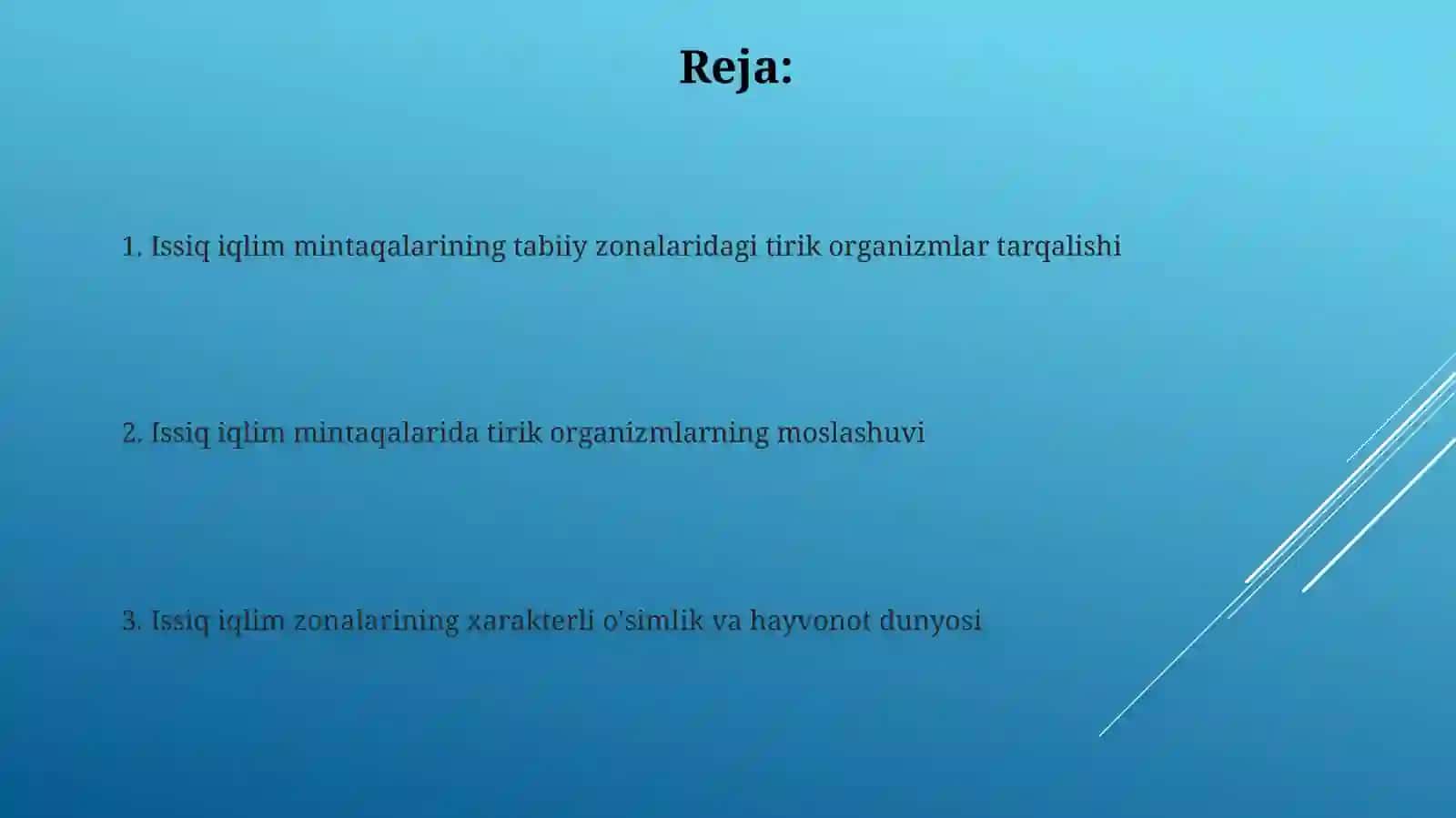 Issiq iqlim mintaqalarining tabiiy zonalaridagi tirik organizmlar tarqalishi 2