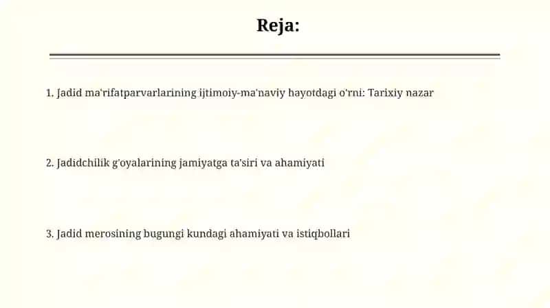 Jadid ma'rifatparvarlarining o'lka ijtimoiy - ma'naviy hayotida tutgan o'rni 2