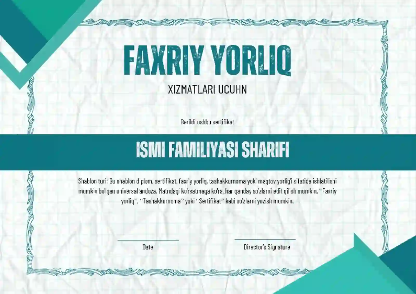 Faxriy yorliq 2