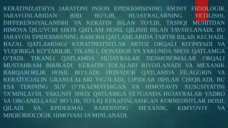 Keratinizatsiya jarayonlari haqida zamonaviy tasavvurlar. Soch follikulasining sikli (soch o'sishi sikli) va uning klinik ahamiyati 2