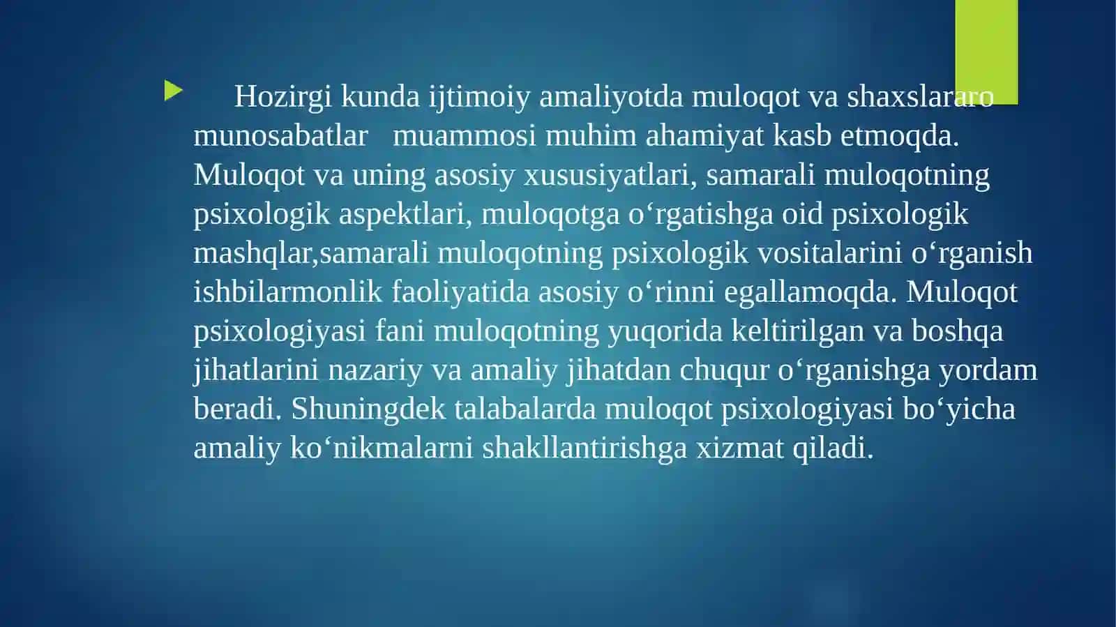 Tibbiyotdamuloqatning o‘rnivashi shaxslararomunosabatlar 2