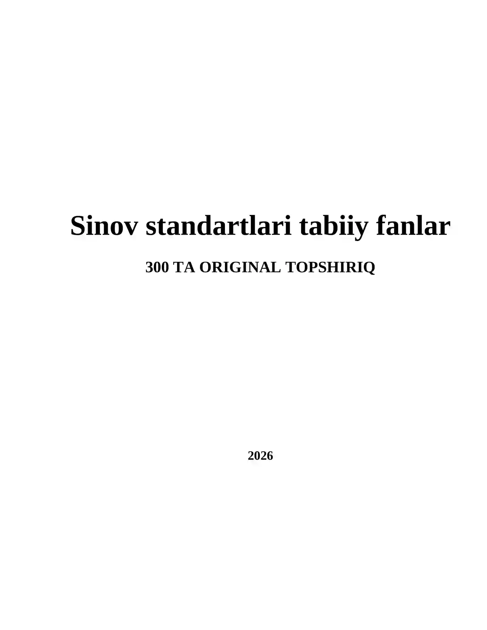 Sinov standartlari tabiiy fanlar 2