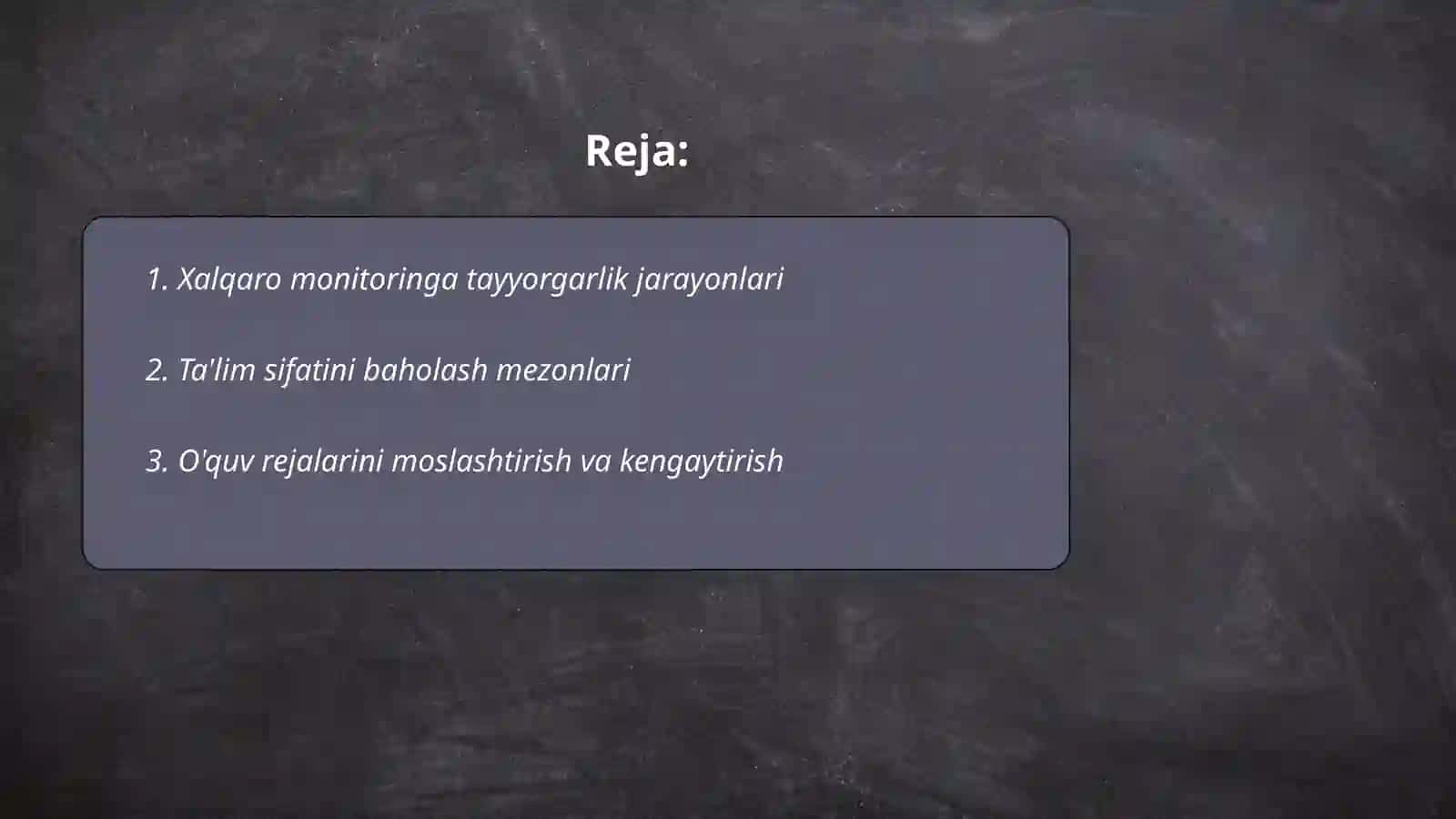 Xalqaro monitoringiga tayyorgarlik ishlarining tahlili 2