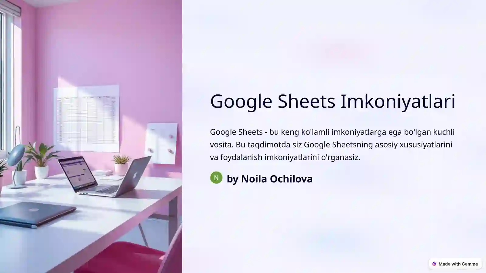 Google Sheets Imkoniyatlari 2