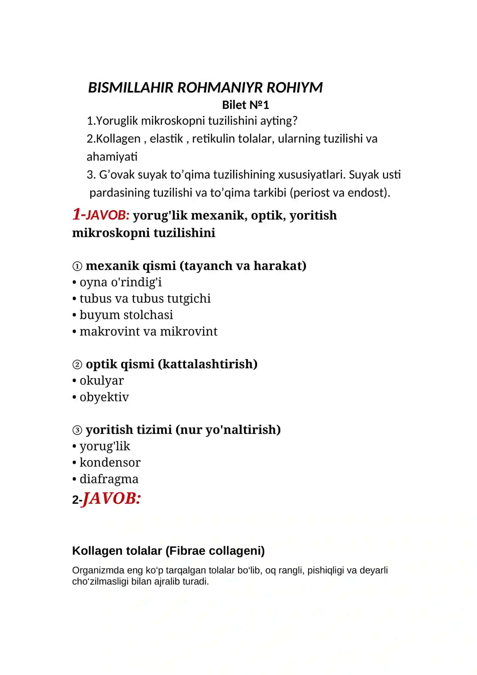 GISTALOGIYA YAKUNIY JAVOBLAR 2