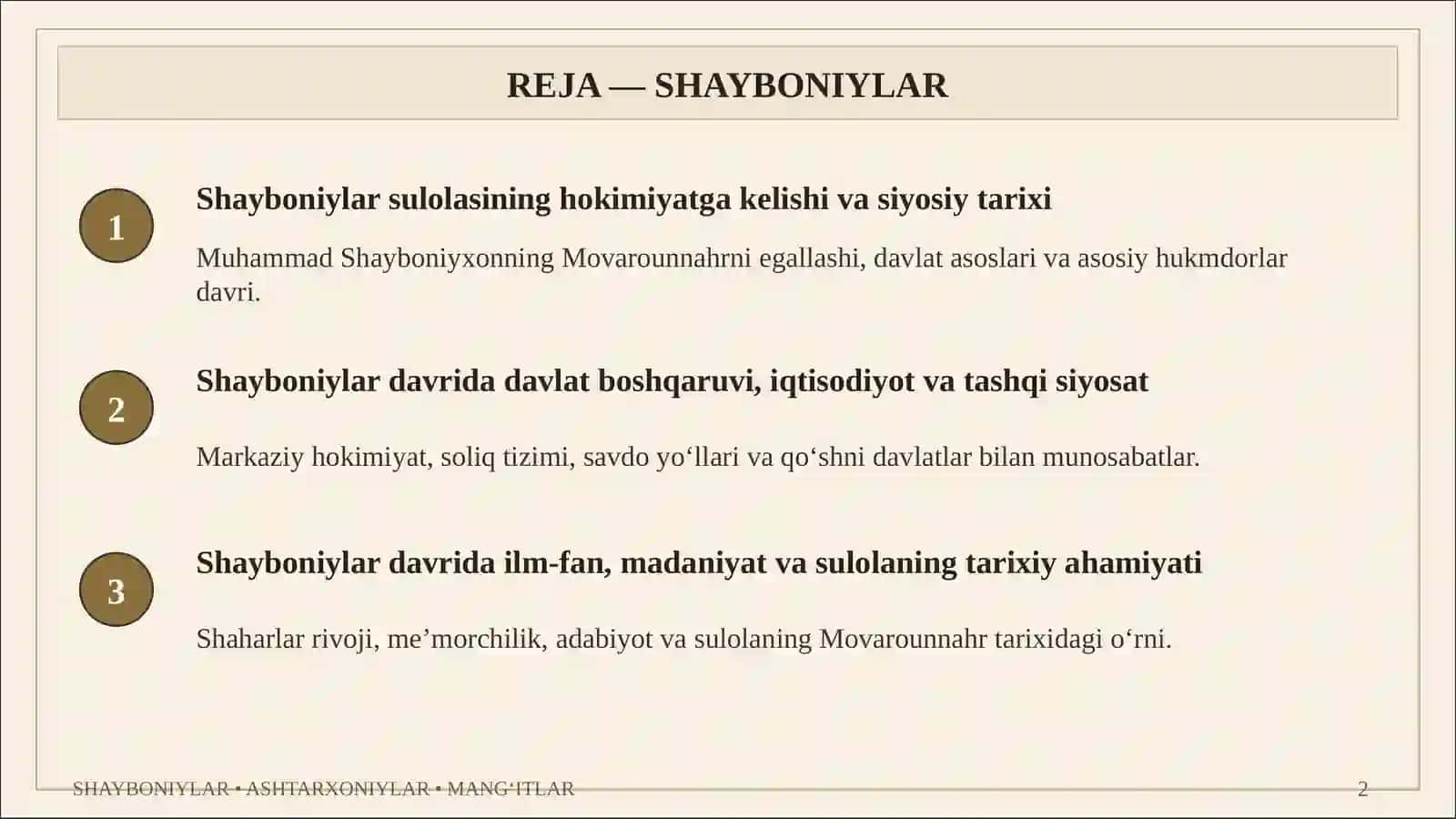 SHAYBONIYLAR, ASHTARXONIYLAR, MANG'ITLAR 2