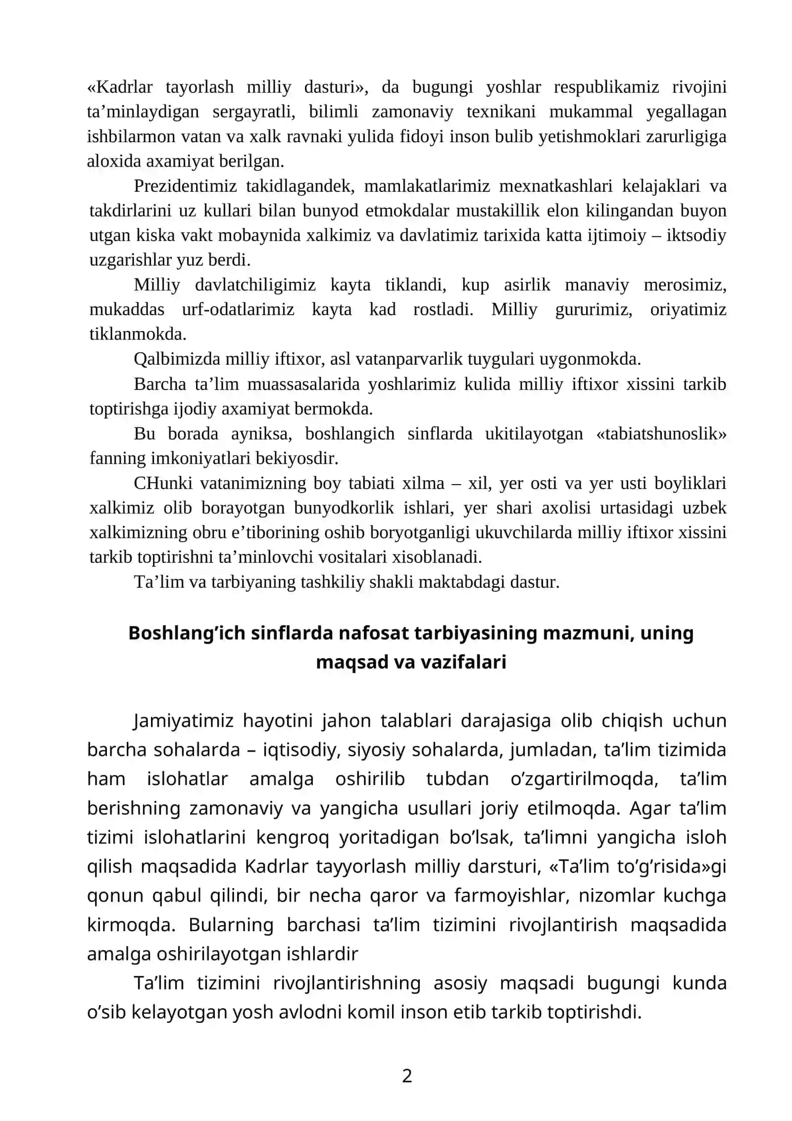 Boshlang'ich sinflarda nafosat tarbiyasi 2