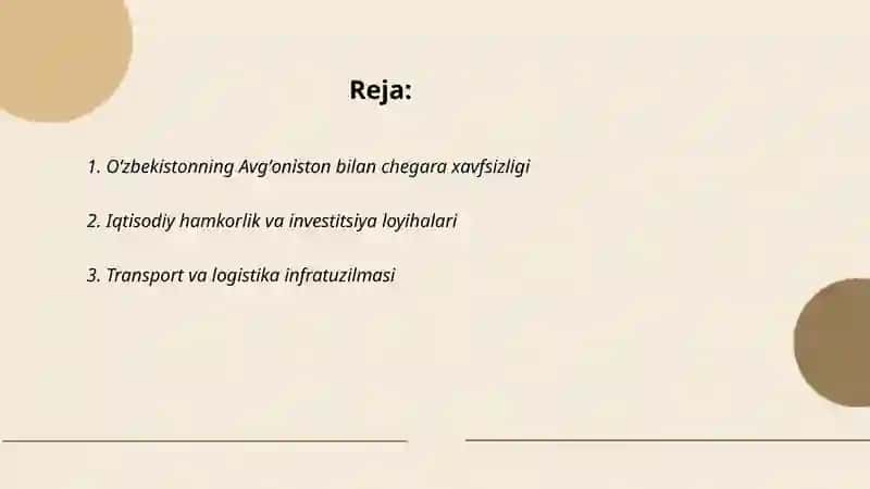 Oʻzbekistonning Avgʻoniston bilan olib borayotgan tashqi siyosat 2