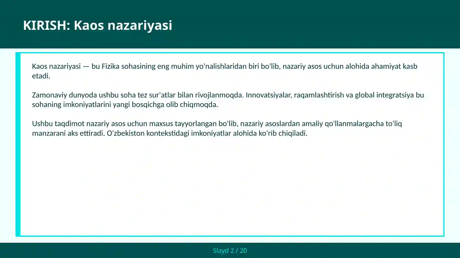 KAOS NAZARIYASI 2