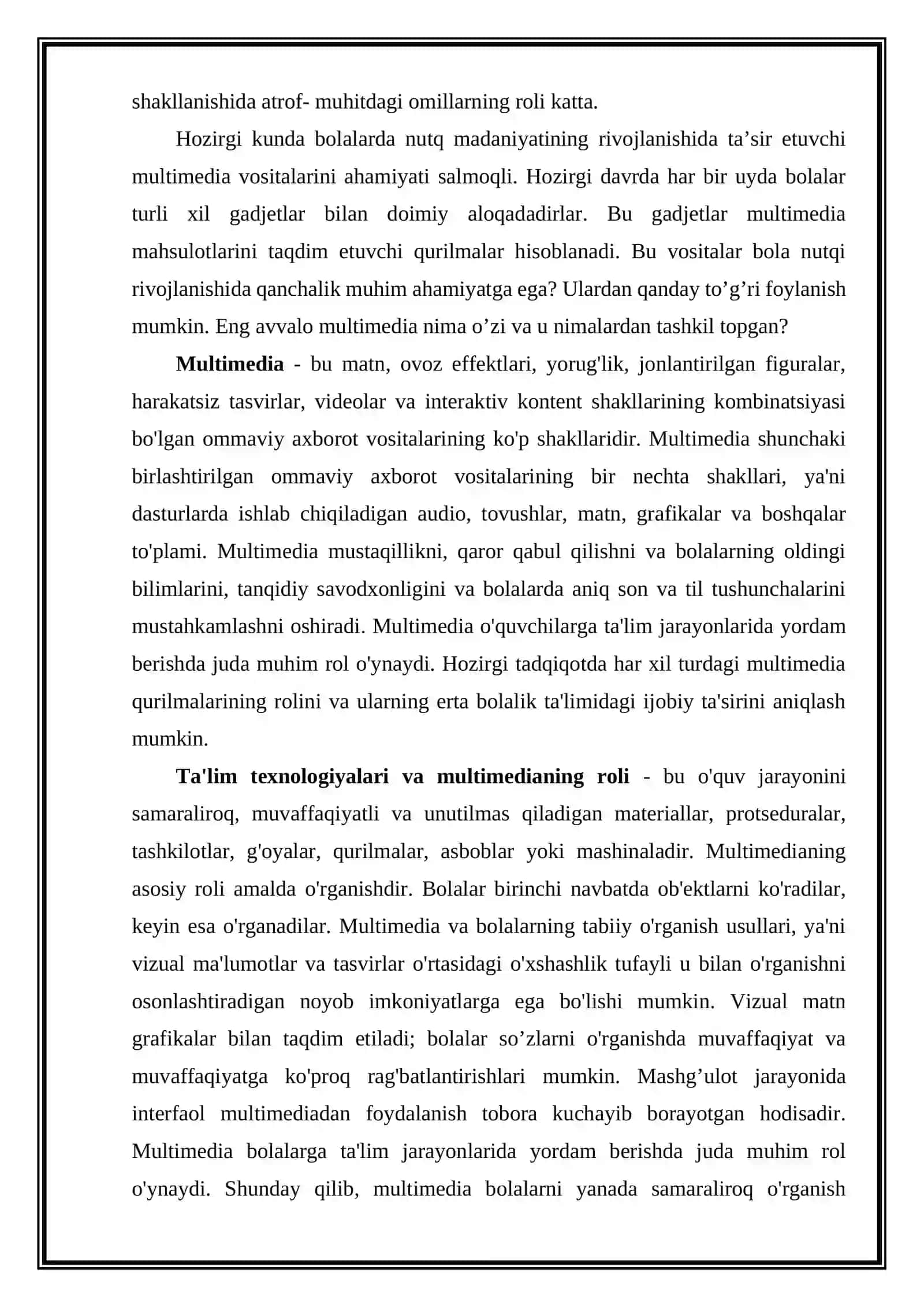 MAKTABGACHA TA’LIMDA MULTIMEDIA VOSITALARIDAN FOYDALANISH VA NUTQ MADANIYATINI SHAKLLANTIRISHGA TA’SIRI 2