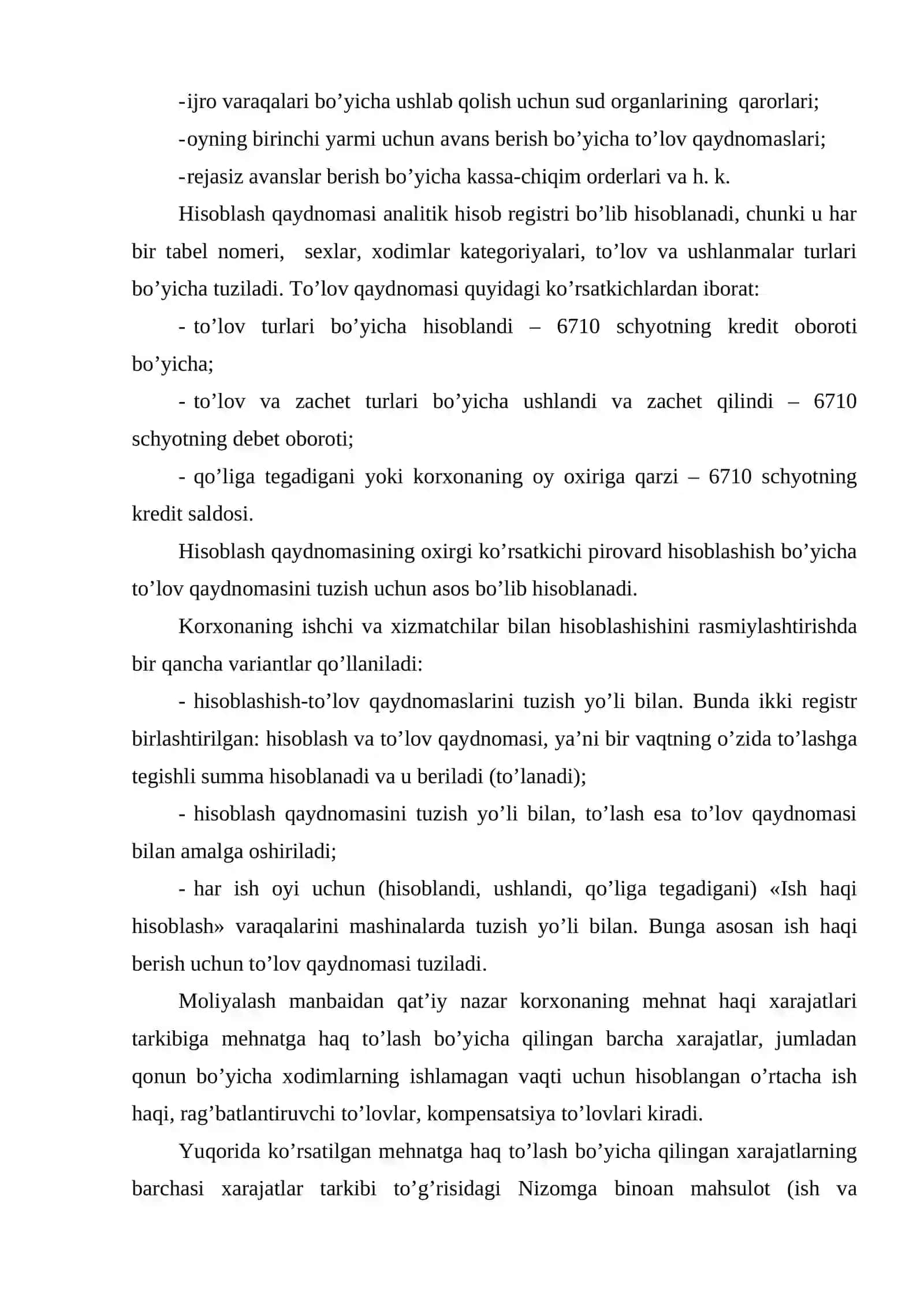 Mehnat haqi bo’yicha hisoblash 2