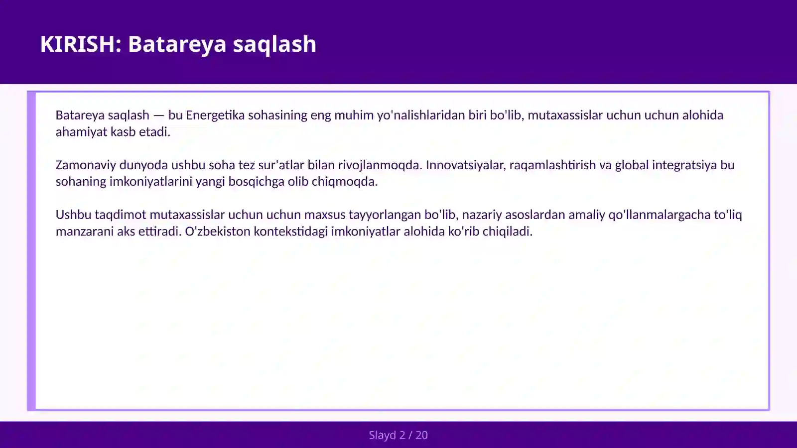 Batareya saqlash 2