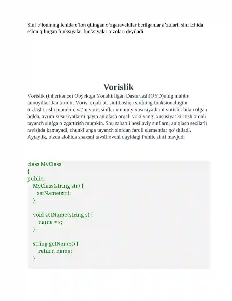 OOP(Object Oriented Programming - Obyektga yo'naltirilgan dasturlash) 2
