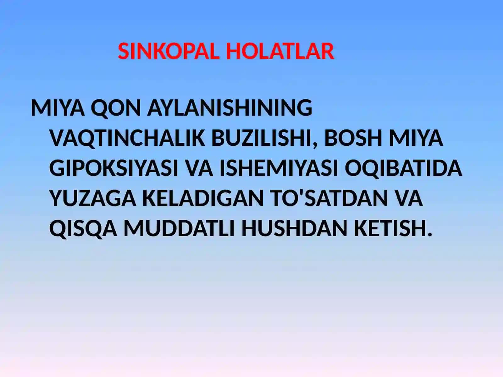 Pediatriyada shoshilinch va hushdan ketish holatlari 2
