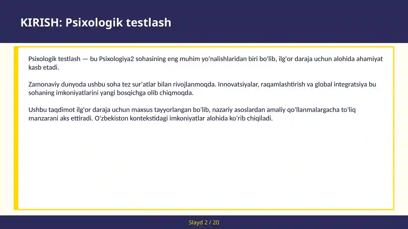 Psixologik testlash 2