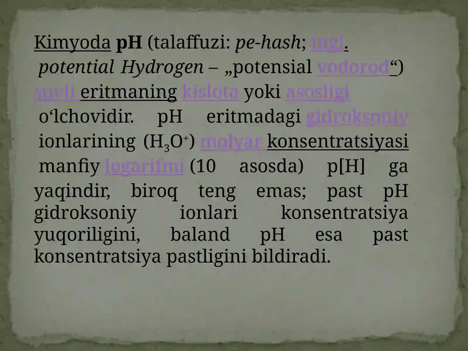 VODOROD KO’RSATKICH - pH 2