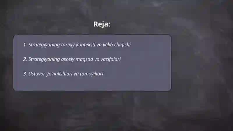 2017-2021 yillarga moʻljallangan harakatlar strategiyasinining mazmun-mohiyat 2