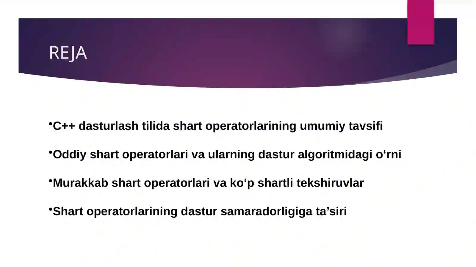 C++ dasturlashtilida shart operatorlari 2
