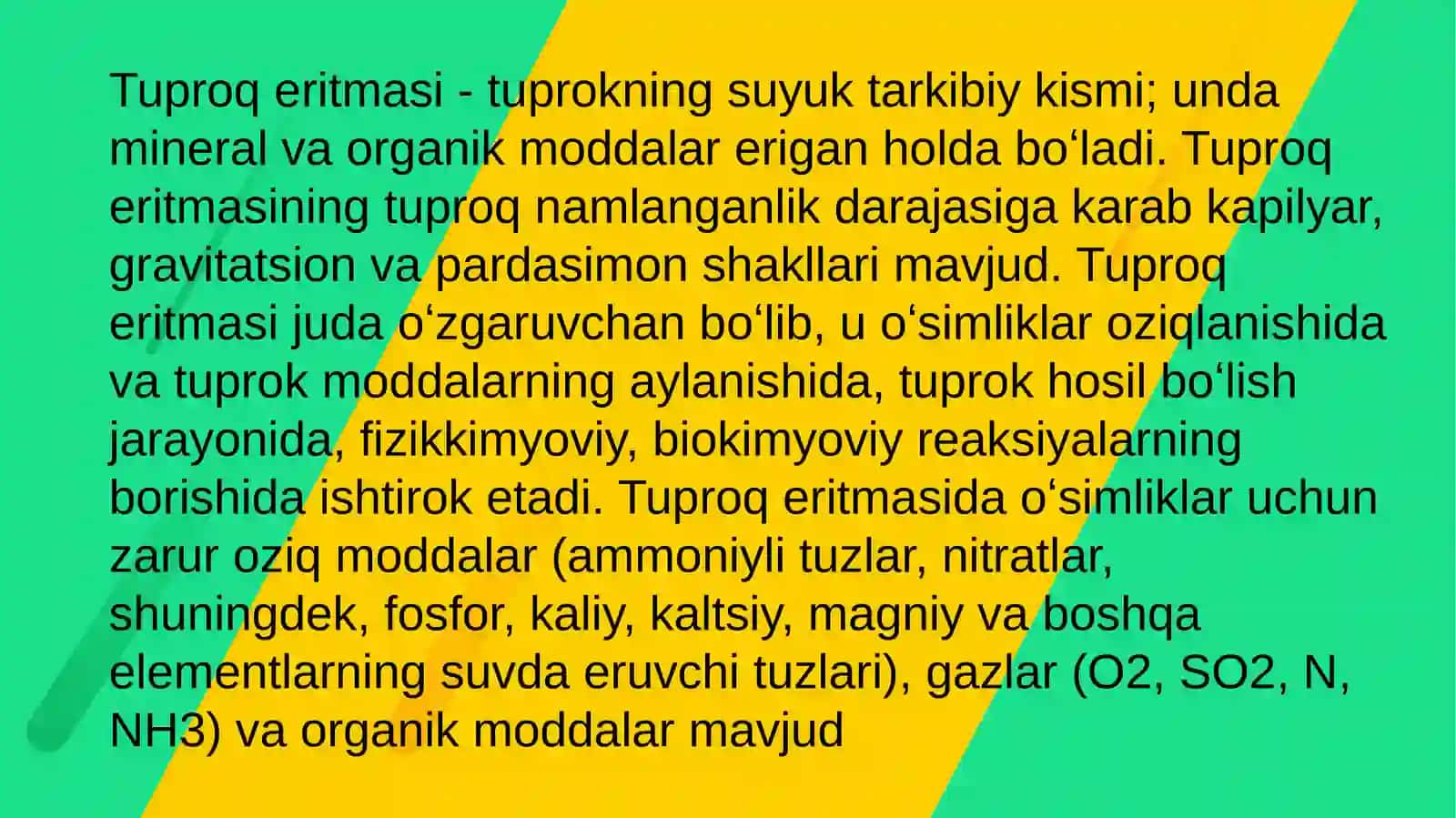 Tuproq eritmasi, havosi, unumdorligi 2